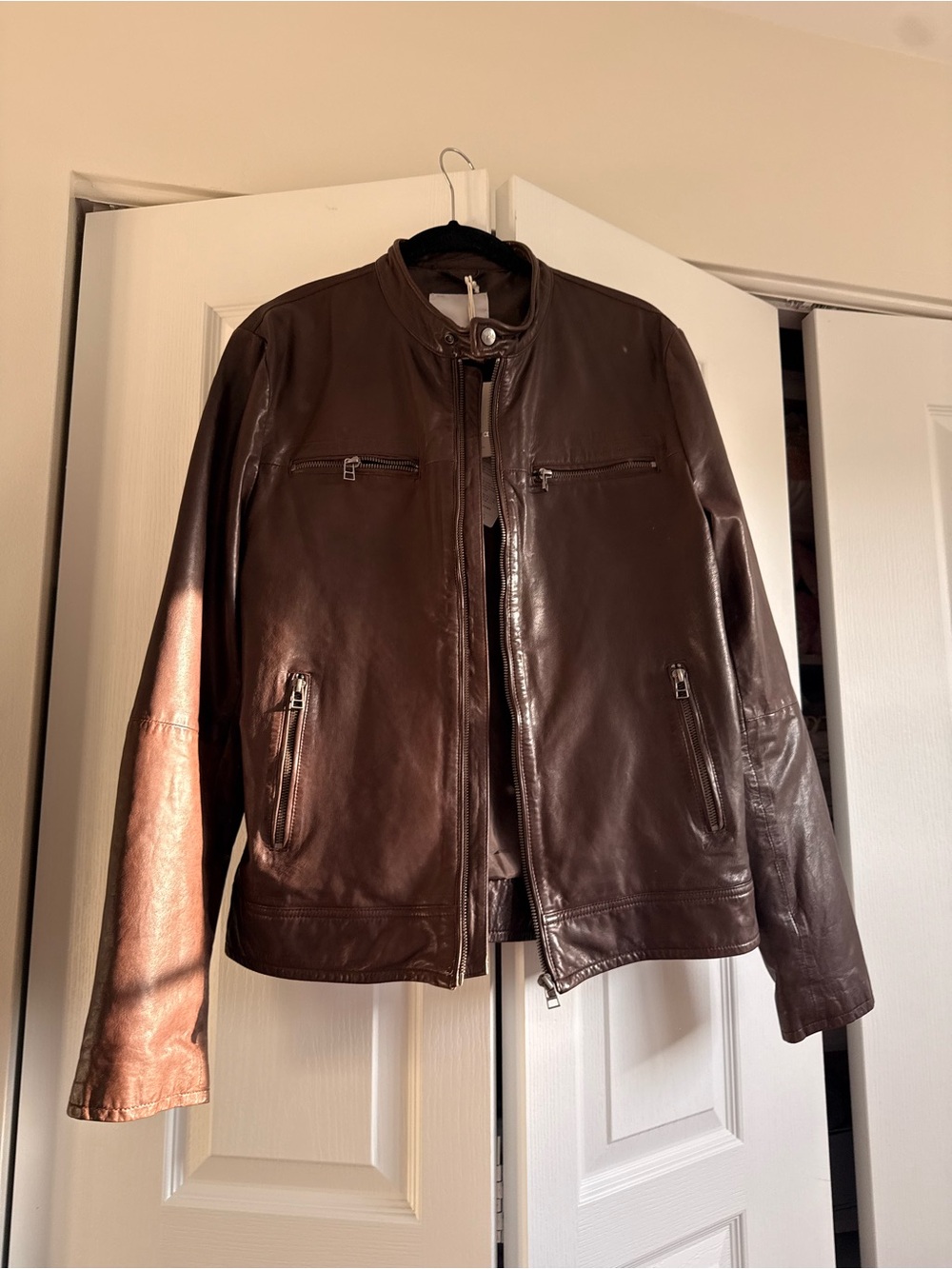 Luxury European Men's Brown Leather Jacket